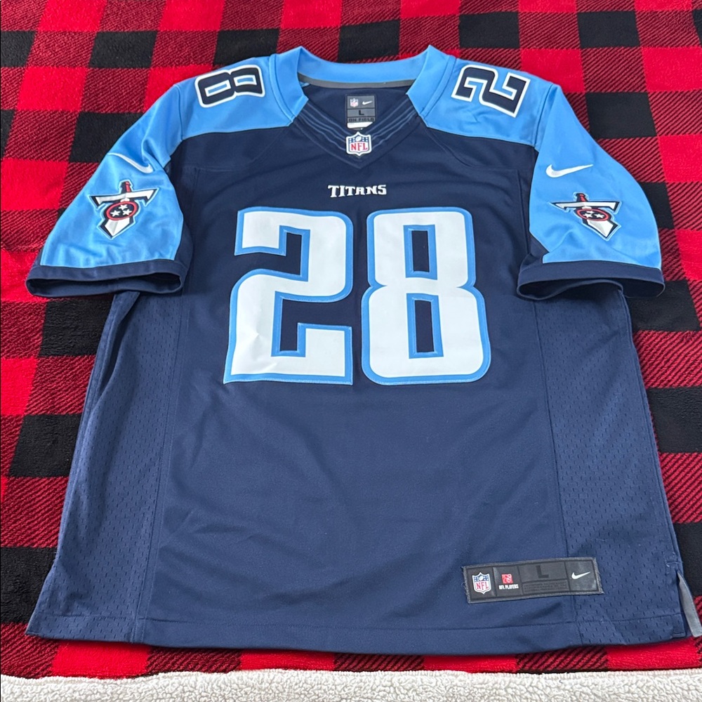 Tennessee Titans #28 Chris Johnson NFL On Field Home Nike Jersey - Picture 2 of 9